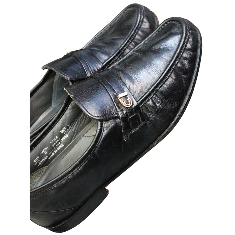 Vintage Oakton Classics 80s Black Loafers Dress Shoes Horse bit Loafer 10.5 Moc